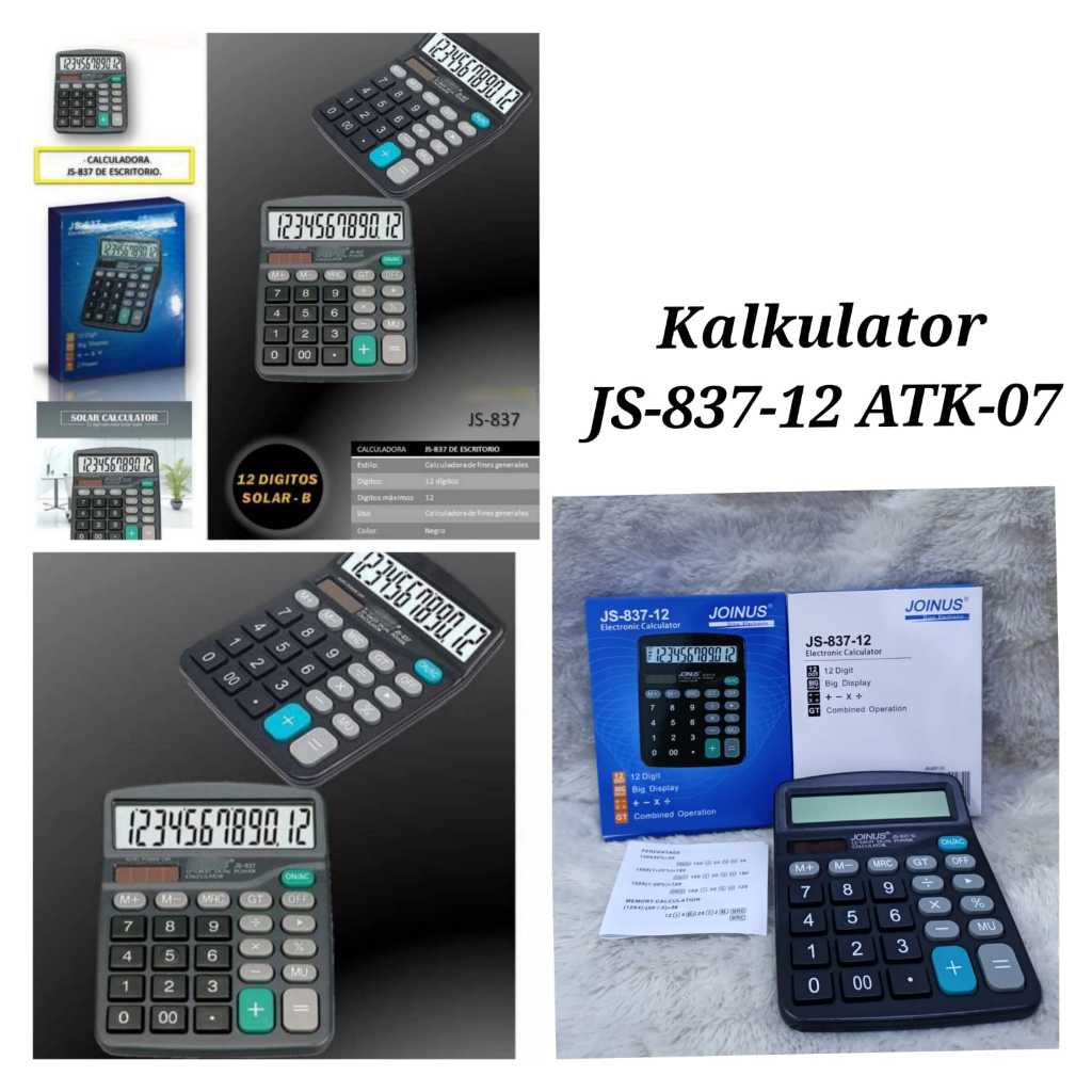 

Kalculator JS-837-12 ATK-07/KALKULATOR MEJA LAYAR 12 DIGIT WARNA HITAM SOLAR POWER