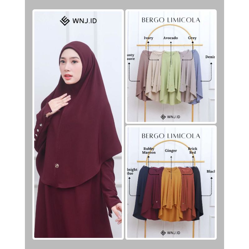 [ BERGO LIMICOLA ] By WNJ.CO.ID bergo terbaru dari wnj bergo knit premium dari wnj jual hijab  knit 