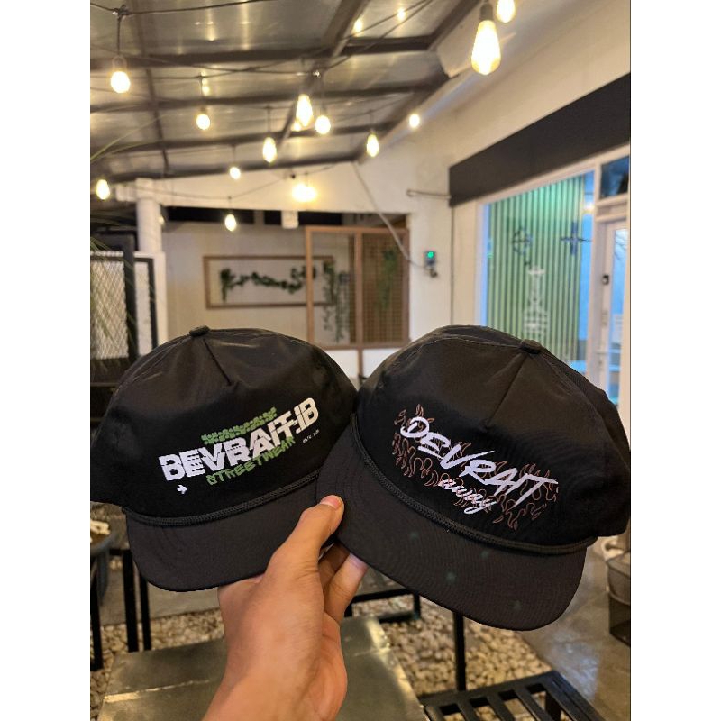 Devrait - Topi Rope Hat - Topi Classic Snapback - Visor Pendek - Topi Snapback Skena Black