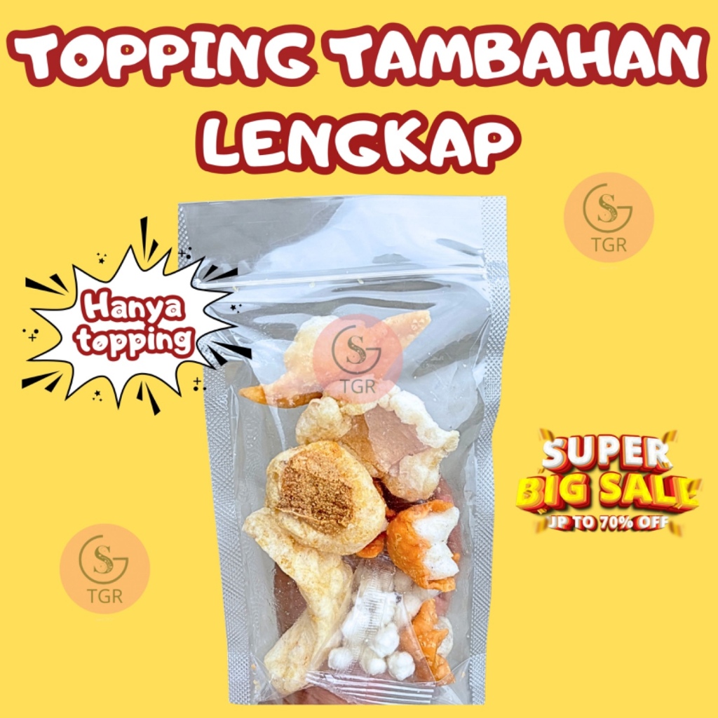 

1 Bks Topping Tambahan [ Hanya Topping ] Cuanki Lidah,Pilus,Cuanki Tahu,Siomay,Siomay Pangsit,Tahu Gepeng