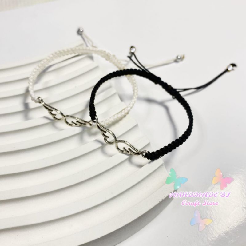 GELANG SAYAP RAJUT CHARM METAL SILVER / GELANG RAJUT SAYAP BISA COUPLE AESTHETIC KOREA / GELANG PASA