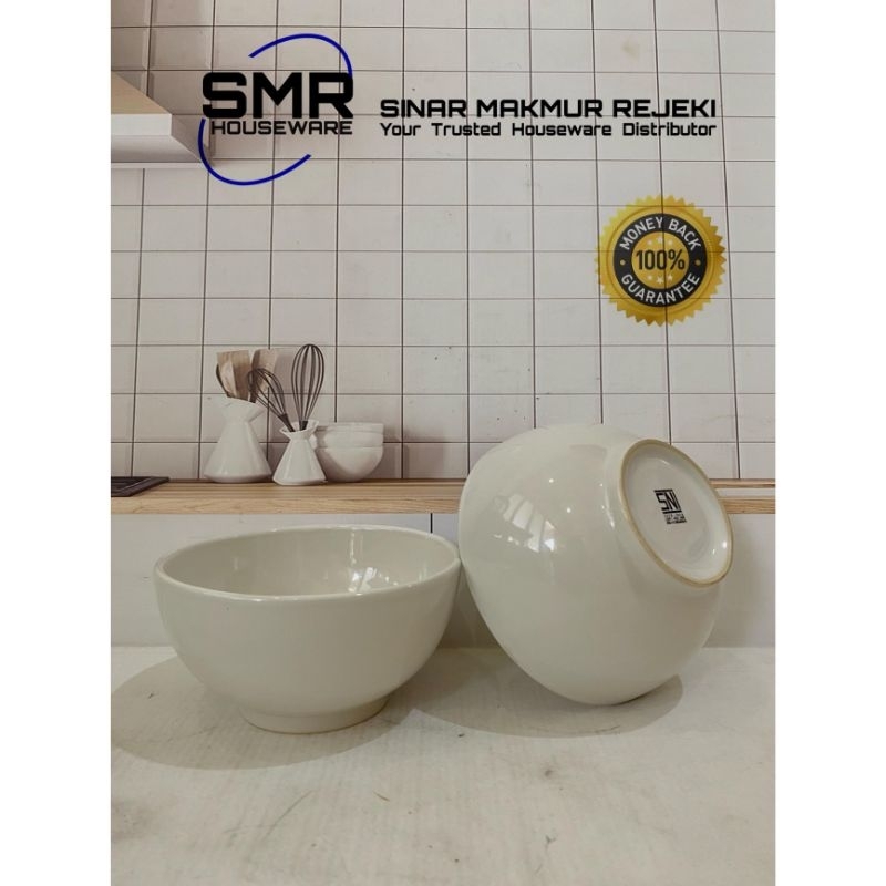 [ 3 PCS ] MANGKOK RAMEN KERAMIK PUTIH POLOS MANGKOK KAKI RAMEN JAPAN STYLE MANGKOK MURAH TEBAL