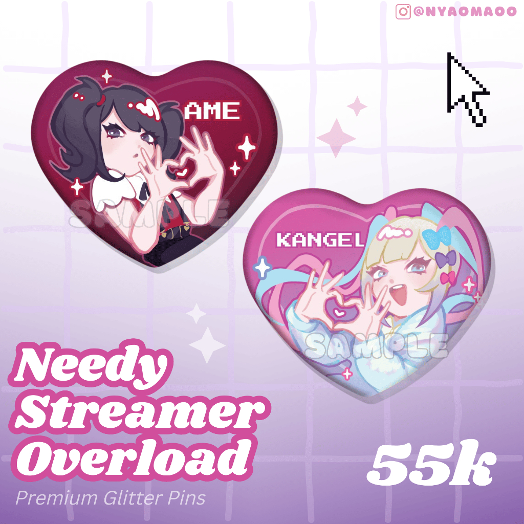 [ Needy Streamer Overload ] Kangel Ame Badge Glitter Pin