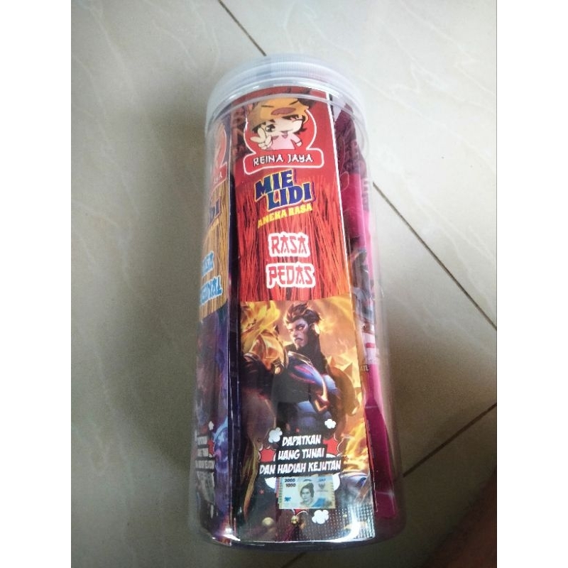 

mie lidi dijual per toples isi 20 pics,per pics 1000 rupiah