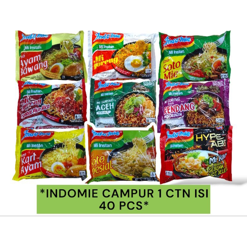 

Indomie Goreng dan Kuah 1 karton isi 40 pcs boleh Campur