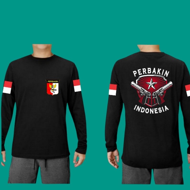 QH Kaos Perbakin Lengan Panjang / Kaos Perbakin Merah putih /Kaos Pemburu Hutan/ Kaos Senapan Pria