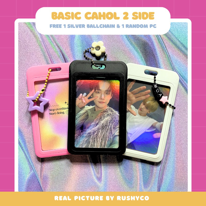 

rushyco ♡ cahol basic 2 sisi ♡ photocard holder bolak balik ♡ case id card pc kartu kpop poca lomocard polaroid ♡ hitam abu putih kuning oren orange merah biru pink hijau
