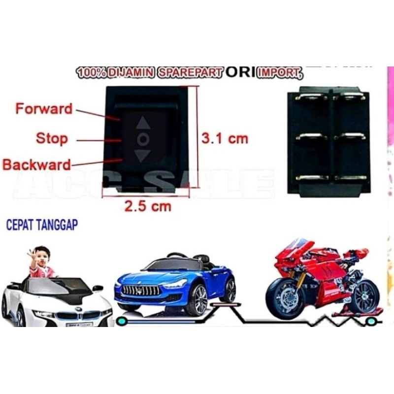 Saklar maju mundur mobilan / Motor Aki anak