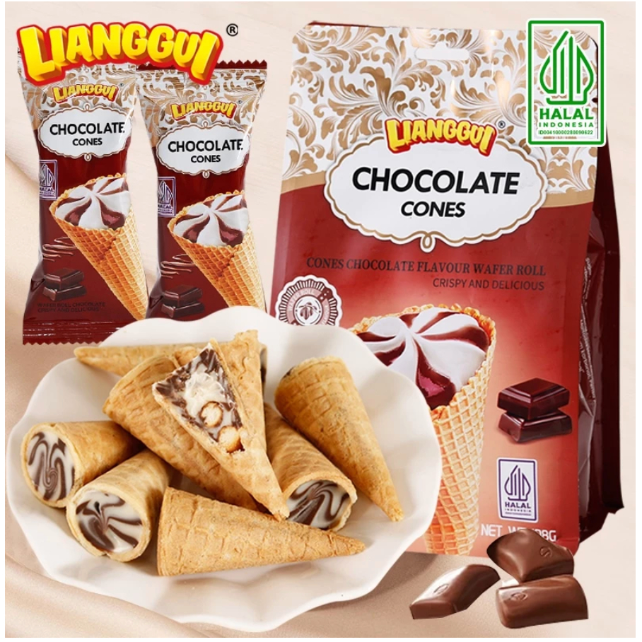 

Snack Lianggui Wafer - Crisp Choco Biskuit Bola Coklat Susu 80gr Coconut / Chocolate Cone 108gr