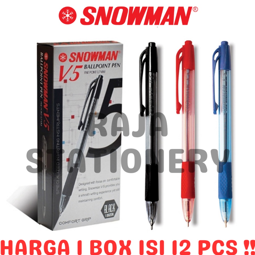 

KODE T42H SNOWMAN BALL PEN CLICKER BLACK BLUE RED PENA PULPEN CETEK SNOWMAN V5 HITAM BIRU MERAH LUSIN 12PCS