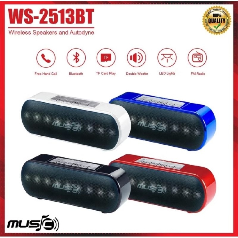Musik Speaker WSTER WS 2513 BT Support MMC MEMORI USB Aux Bluetooth Wireless Mini Music Box Portable