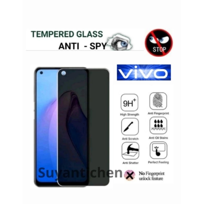 Tempered Glass Anti Spy Vivo V11 V15 V17 Pro V20 V19 V20 SE V21 V23 V23E V25 V25E V27e V29e V40 Lite