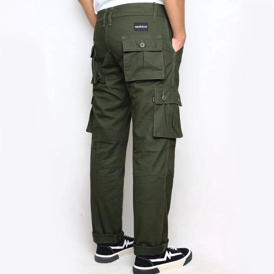 SYMPLECO  Cargo Pants Pria Celana Cargo Panjang Pria Standard Hijau Army
