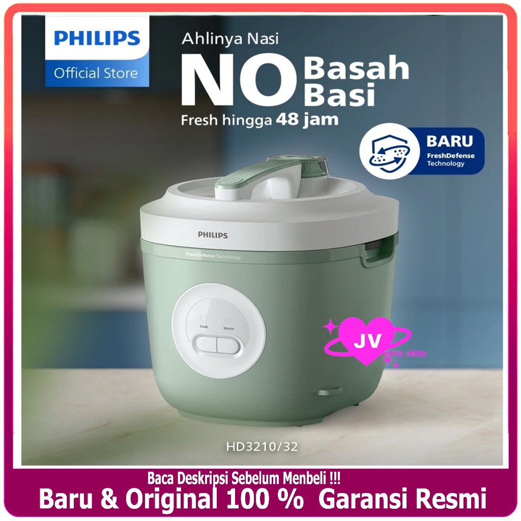 Philips HD3210 Rice Cooker 1.8 Liter - Hijau, Dengan Teknologi Smart 3D Heating