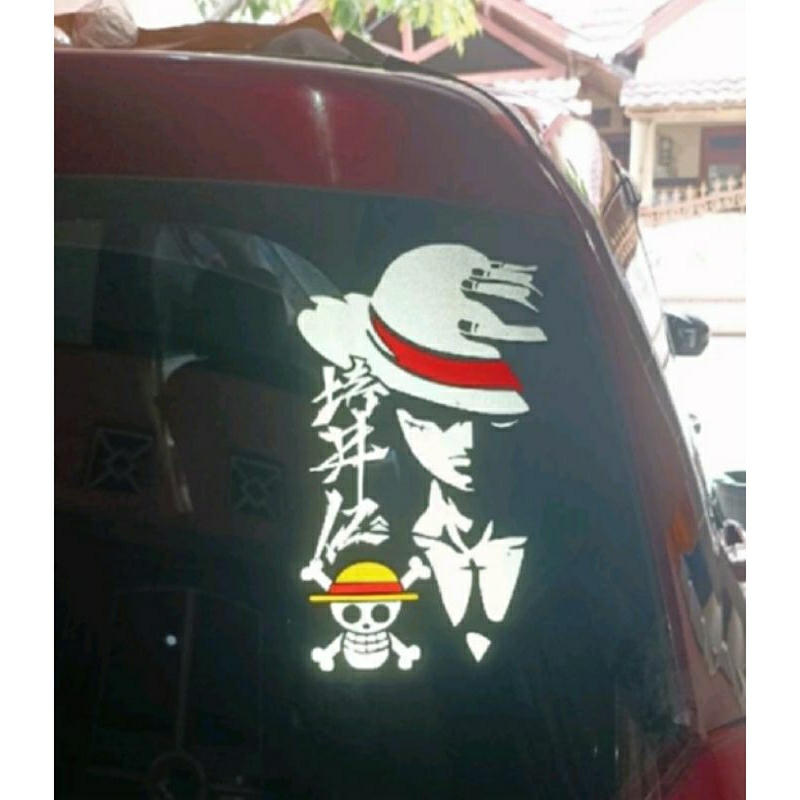 Stiker Mobil One Piece stiker kaca mobil anime one piece lufy memantulkan cahaya