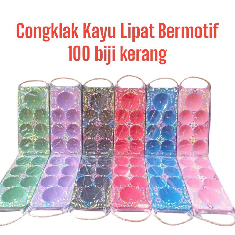 Bisa COD Congklak Kayu Lipat - Dakon Kayu - Congklak Berwarna dan Bermotif - Plus 100 Biji kerang As