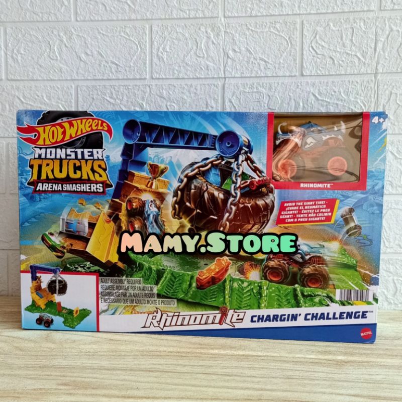 HotWheels Monster Trucks Arena Smashers Rhinomite Chargin Challenge