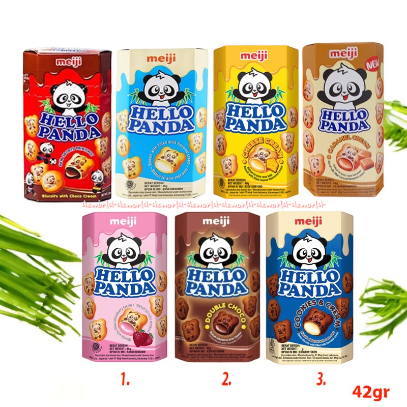 

Meiji Hello Panda Rasa Caramel Cream Strawberry Cream Double Choco Cream Cookies And Cream Choco Cream Milk Cream Cheese Cream