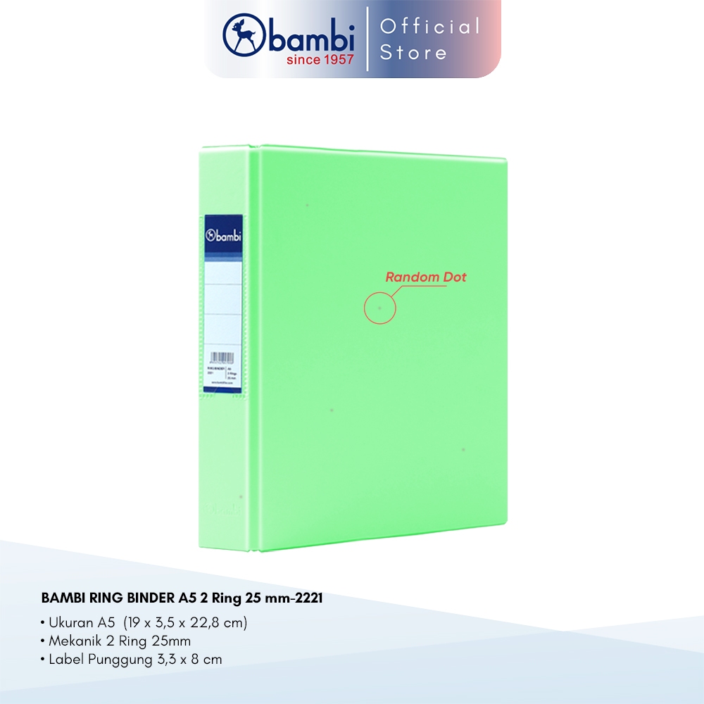 

Bambi Ring Binder A5 Type D 2 Ring All Color Medium Size 25 mm Original Special Random Dot