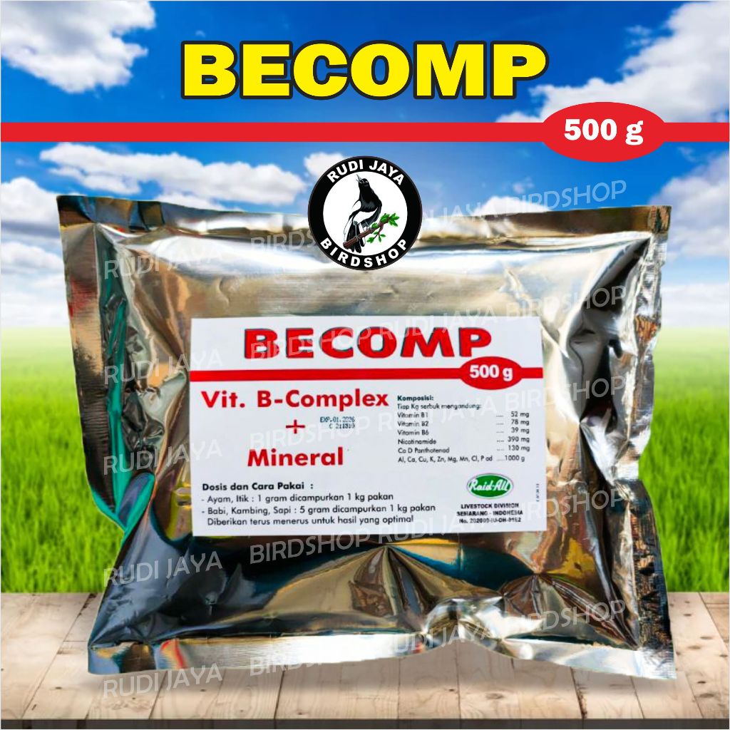 BECOMP BCOM SERBUK 500 GRAM RAID-ALL VITAMIN B KOMPLEK LENGKAP MINERAL HEWAN TERNAK SAPI UNGGAS BABI