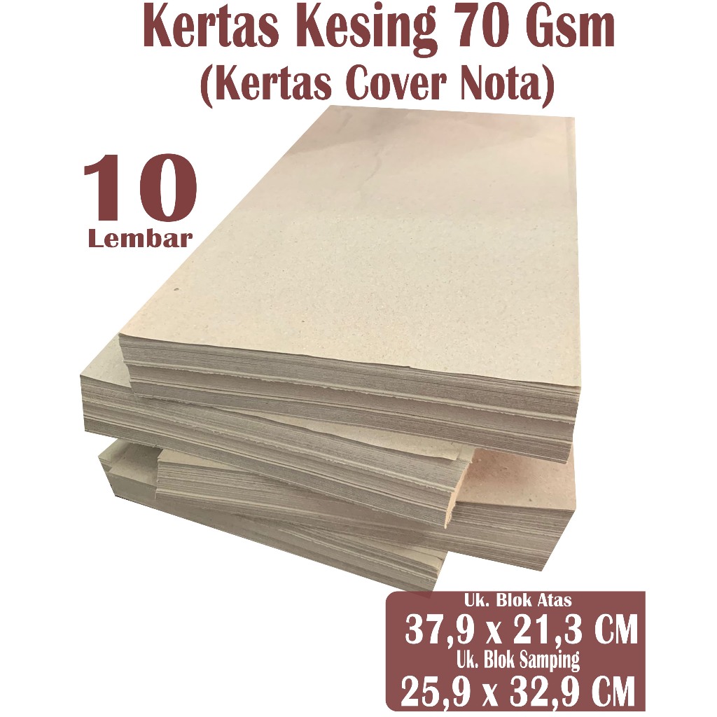 

KERTAS KESING ( COVER NOTA BON ) UKURAN BLOK ATAS ( 37,9 X 21,3 CM ) BLOK SAMPING ( 25,9 X 32,3 CM ) , 10 LEMBAR