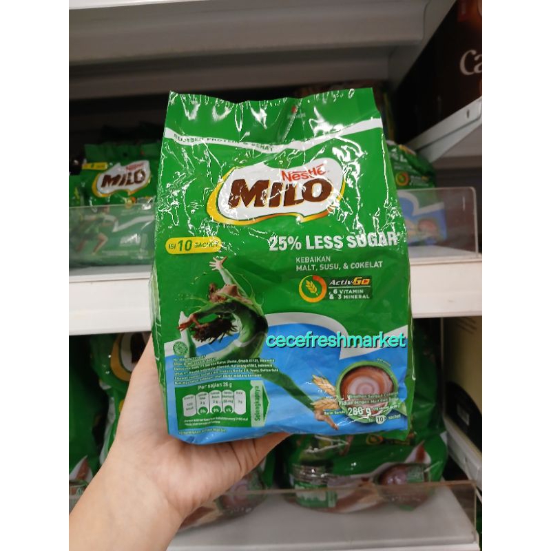 

Jual susu bubuk rasa coklat milo nestle activgo 25% less sugar pack isi 10 sachet