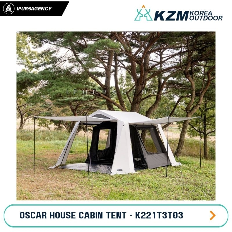 KZM Oscar House Cabin Tent Milky Way 3-4 Person Tent Cream — K221T3T03