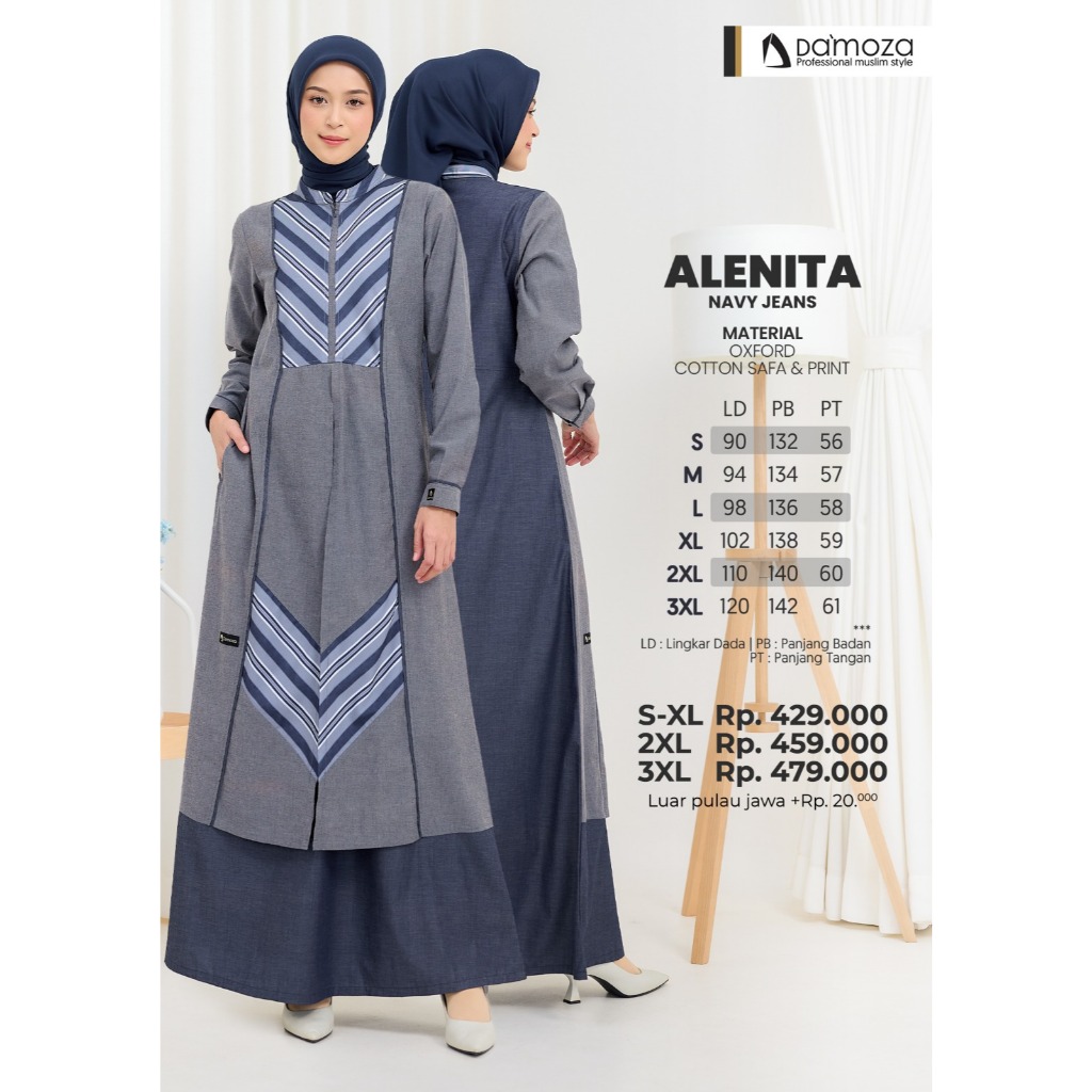 Gamis DAMOZA ALENITA NAVY JEANS | Gamis Katun ORI DAMOZA | COD