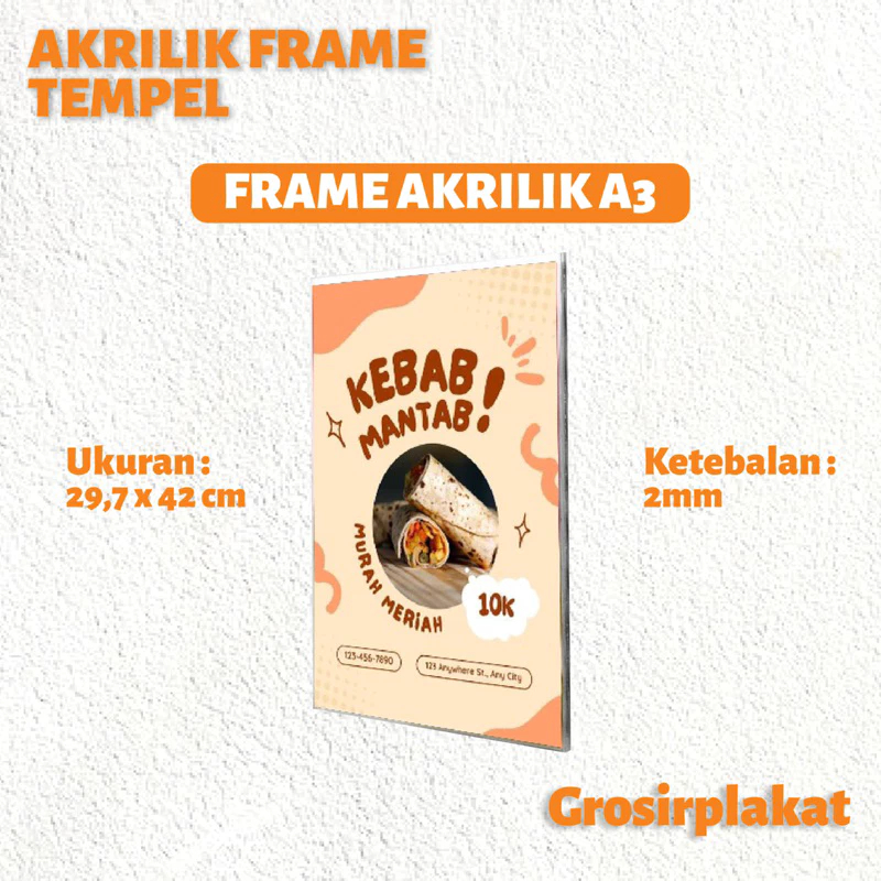 

Akrilik Tempat Brosur Tempel Sign Holder Qris Barcode Menu Wall Thicker Acrylic - Ukuran A3