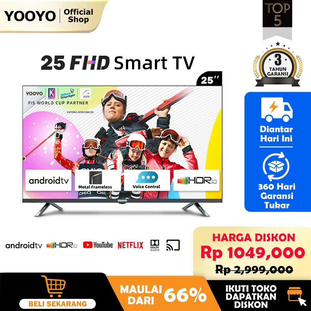 YOOYO Smart TV 25 Inch Android 12.0 FHD 2K | HDR10 | DBX-TV | Dolby AUDIO |  Google Play | Miracast