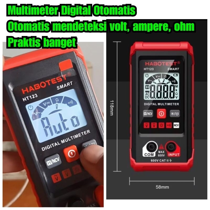 Multimeter digital otomatis tanpa setting multitester otomatis volt ampere ohm