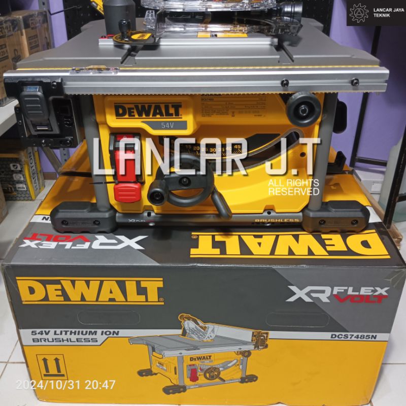 Dewalt Dcs7485N Xr Flexvolt Cordless Table Saw 60V MAX Dewalt Meja Potong Kayu - Tanpa Baterai