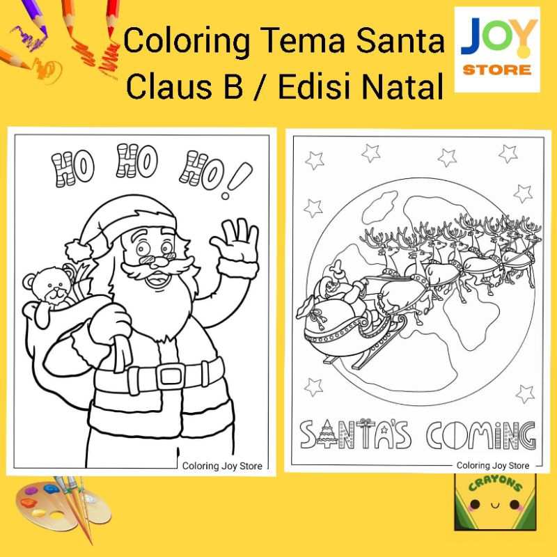 

Kertas Gambar Mewarnai ukuran A4 dan A5 150 gsm - Coloring Paper Tema Santa Claus B / Edisi Natal Toko Joy Store