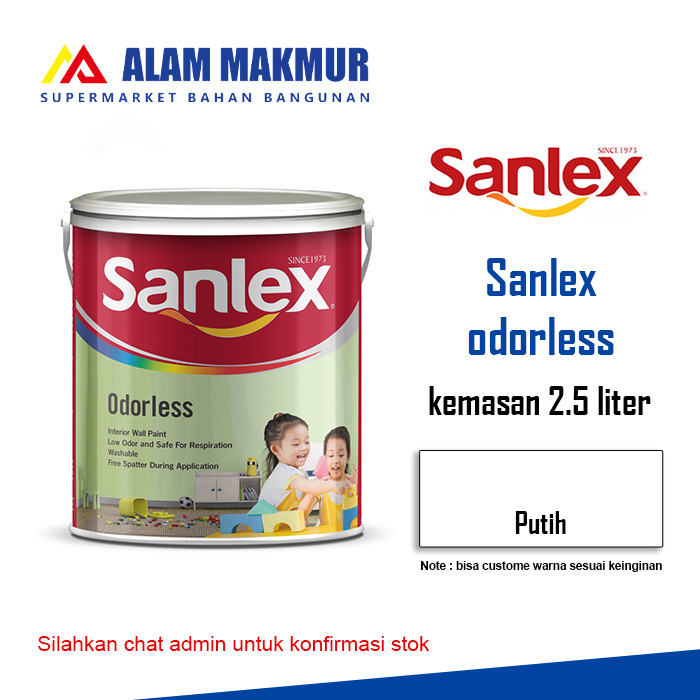 Cat Tembok Interior Tanpa Bau SANLEX ODORLESS 2.5 liter (warna putih)