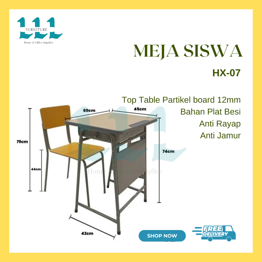 Meja Sekolah HX-07 | Meja belajar - Meja Sekolah - Meja Siswa - Bangku Sekolah - Meja Sekolah SMA - 