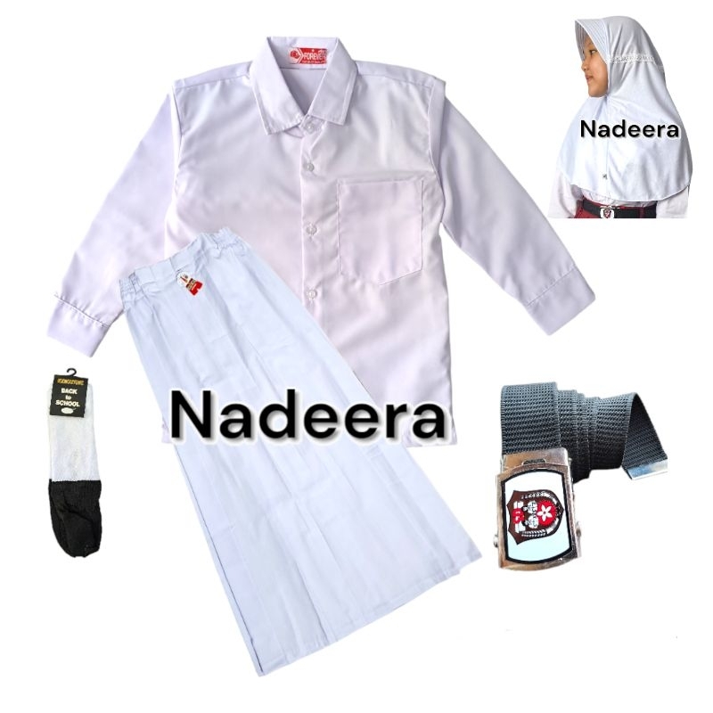 Seragam Sd/MI Baju Putih Polos Panjang Rok Panjang Rempel Putih