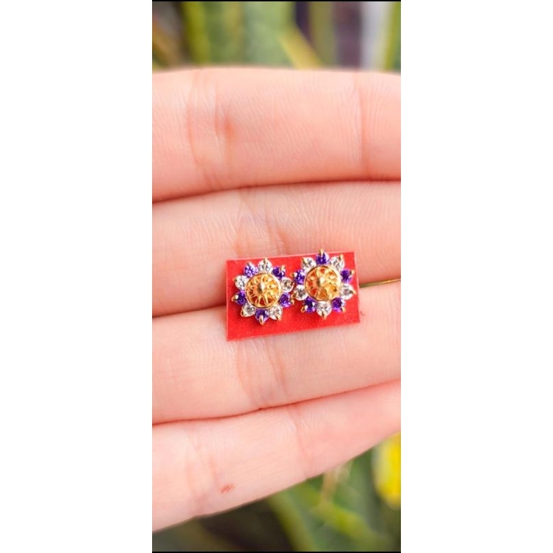 anting Bunga ungu emas 6k