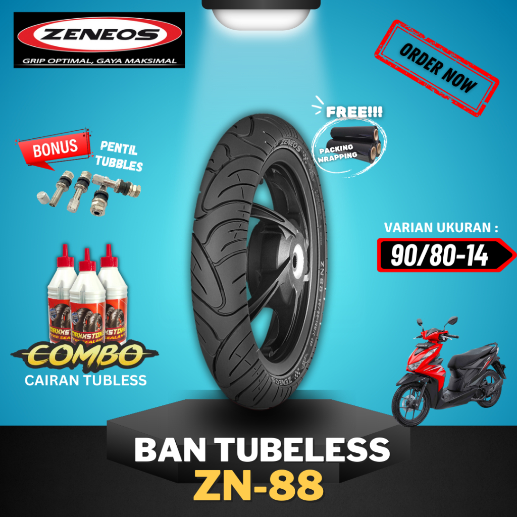 PROMO [READY COD] BAN ZENEOS ZN88 RING 14 90/80-14 / BAN TUBELESS ZENEOS RING 14 / BAN MOTOR MATIC