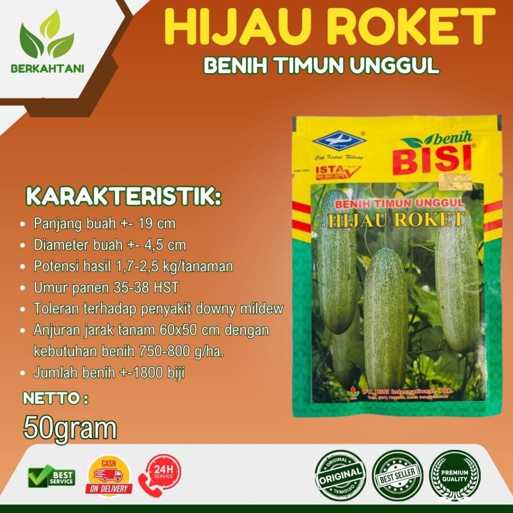 Benih Timun Mentimun Hijau Roket 50 Gram Cap Kapal Terbang