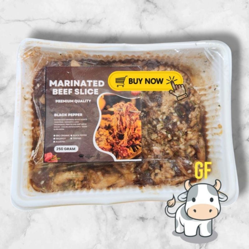 

[ goldenfrozen ] Beef Slice Marinated Black Pepper / Daging Sapi Marinasi Black Pepper Premium Quality 250gr