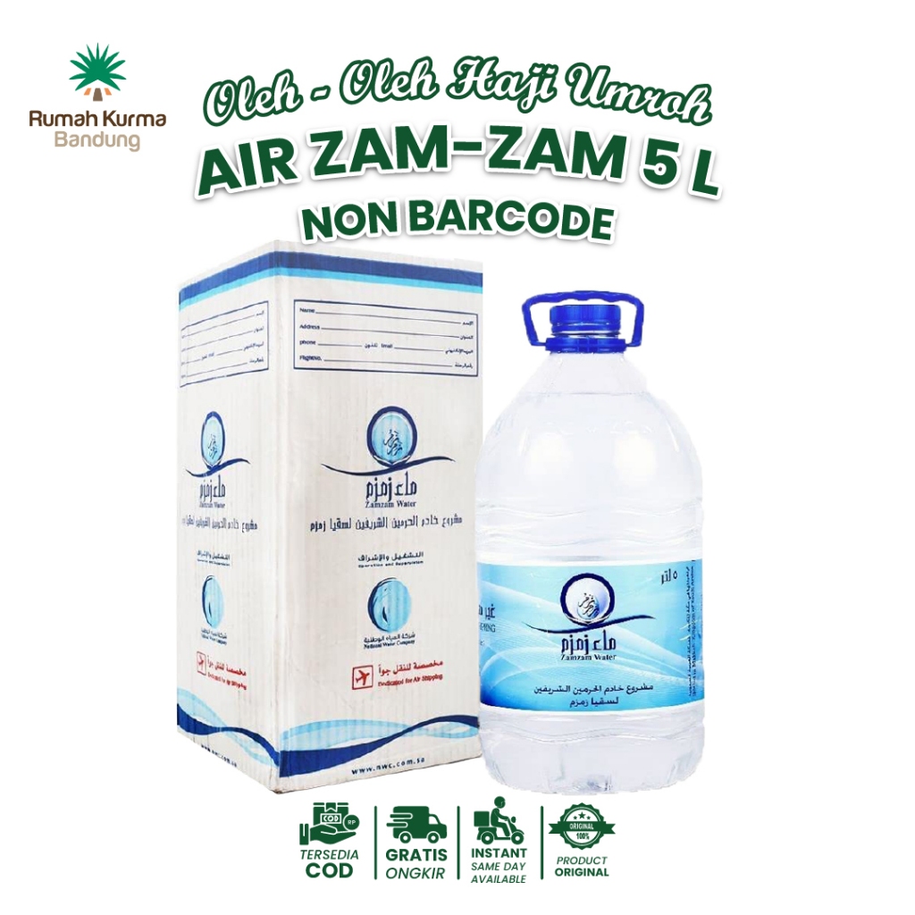 

ZAMZAM OLEH-OLEH HAJI 5 LITER / Asli dari Mekkah, Arab Saudi / BAIK UNTUK KESEHATAN Non Barcode