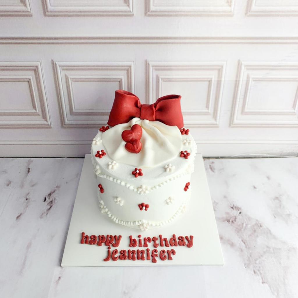 Kue Ulang Tahun/Birthday Cake/Kue Ultah Tema Pita/Kue Birthday/Pita merah