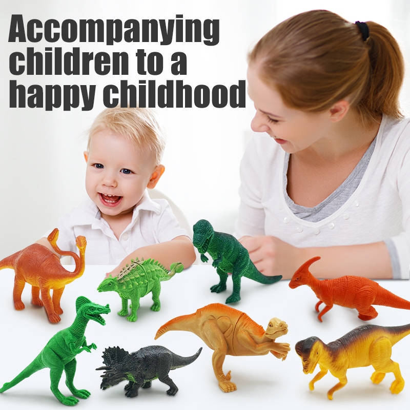 DOUBLE GREAT MAINAN EDUKASI MINIATUR DINOSAURUS KARET 8 PCS DINO WORLD VYNIL TIREX