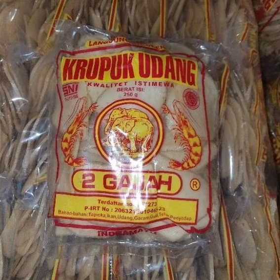 

kerupuk udang mentah 2 gajah 250gr asli Indramayu