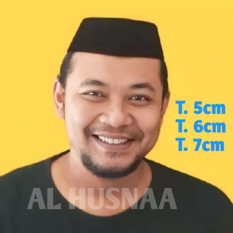 peci,songkok,kopyah/kopiah hitam pendek tinggi 5cm 6cm 7cm bahan halus berkualitas.