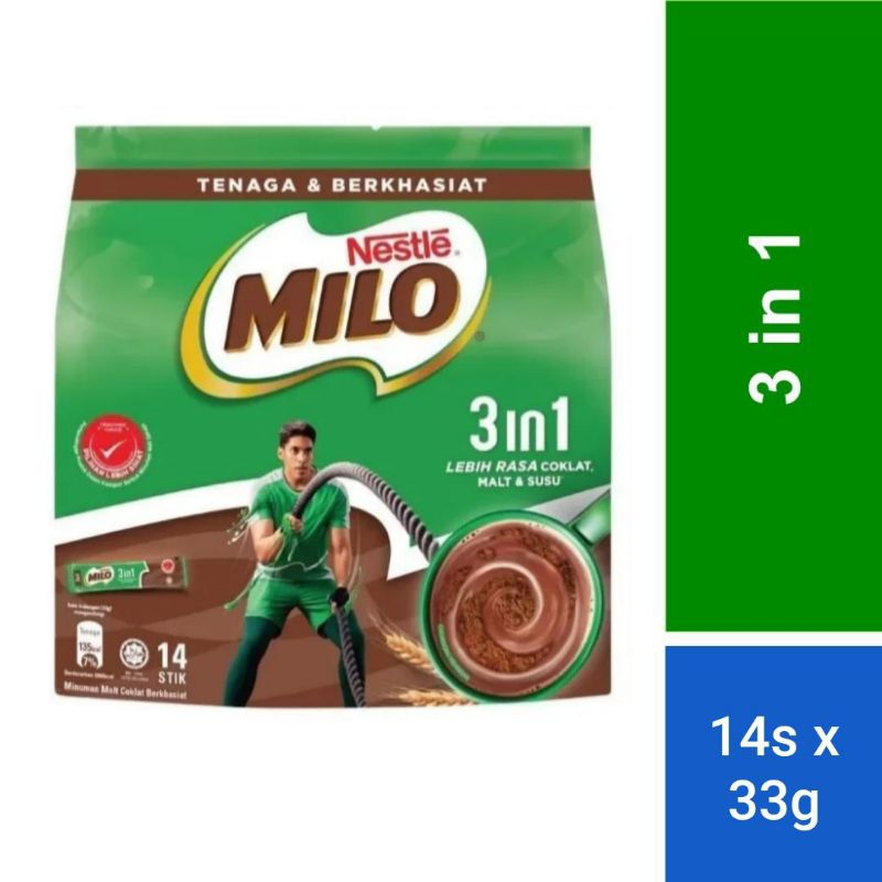 

NESTLE MILO 3in1 Activ-Go Bubuk Malt Coklat Malaysia (33g x 14 sachet)