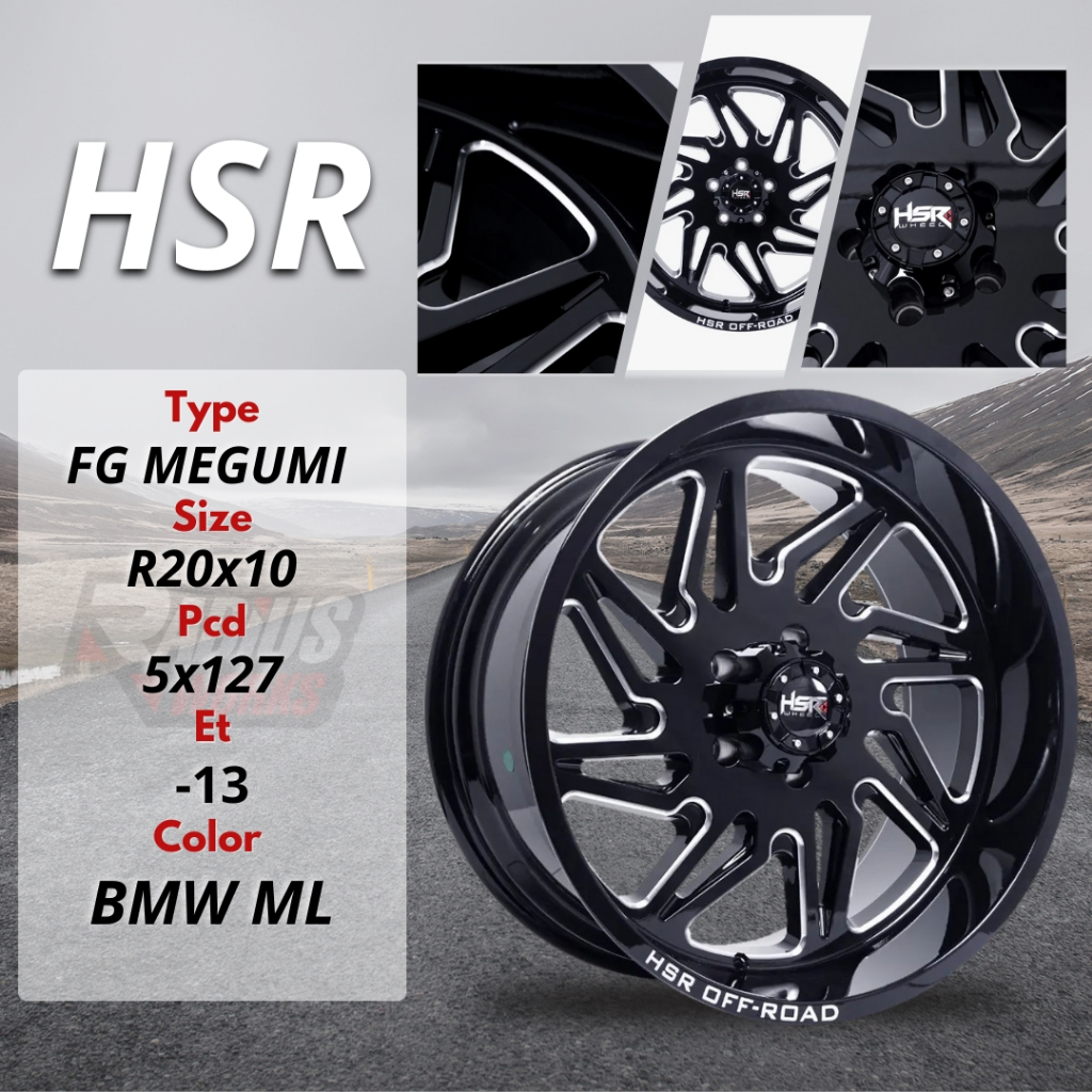 VELG MOBIL HSR FG MEGUMI RING 20 PCD 5X127 UNTUK JEEP WRANGLER RUBICON SAHARA DLL