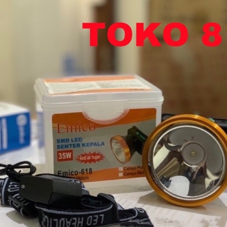 Model Keren  SENTER KEPALA LED  HEAD LAMP 35W E618 EMICO WATER PROOF KEPALA BESAR
