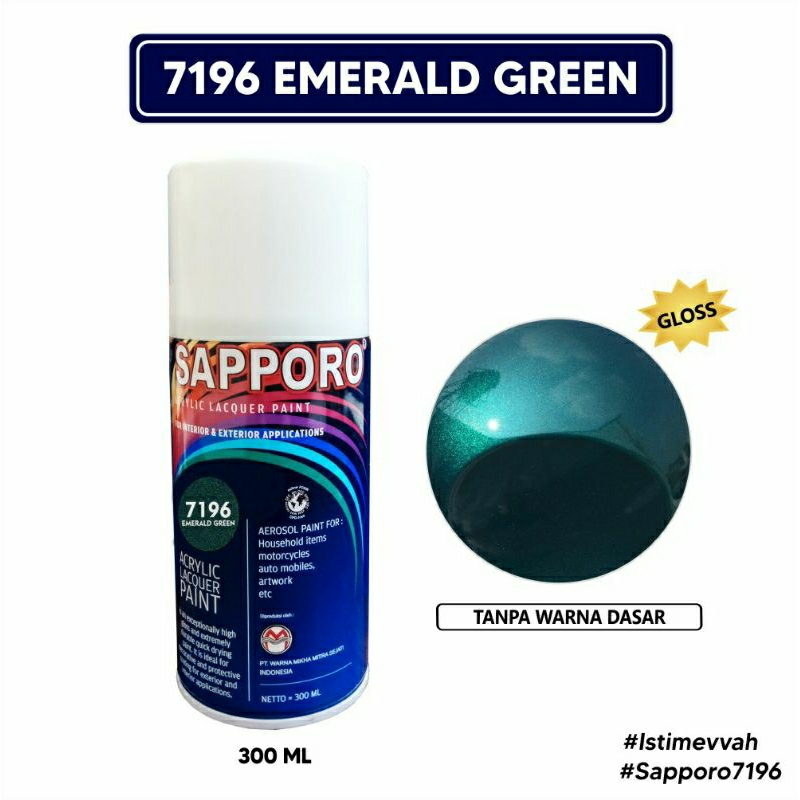 #MAU# Cat Semprot Sapporo 7196 Emerald Green 300ml Hijau Metallic Cat Spray Duco Sapporo Ultimate Me