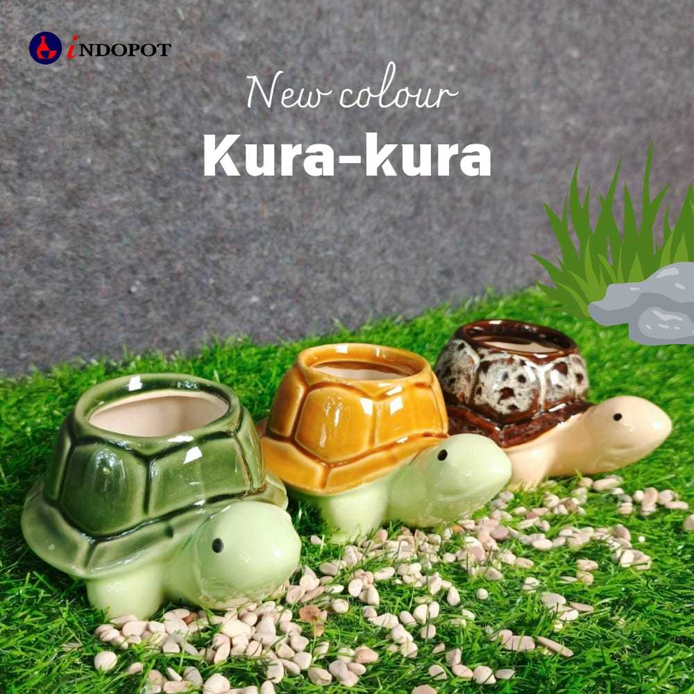 Best Seller Vas Pot Bunga Keramik Model Hewan Kura Kura untuk tanaman Hias / Hidup / anggrek / bonsa